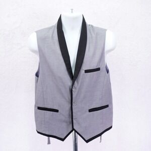 Coofandy‎ -Medium- Gray Black Noth Lapel Vest Polyester Viscose